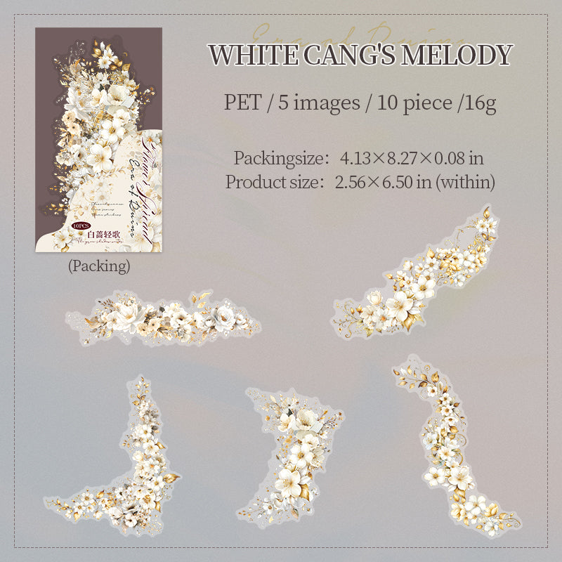 Flowers PET Sticker -20Pcs each pack