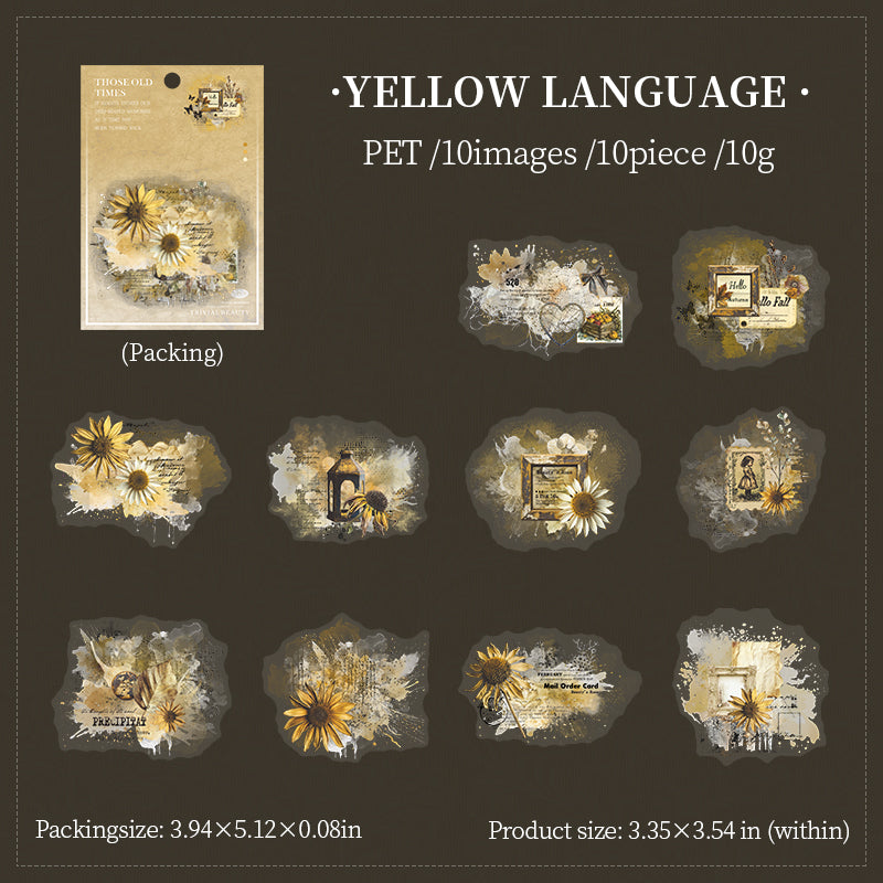 Vintage PET Sticker -10Pcs each pack
