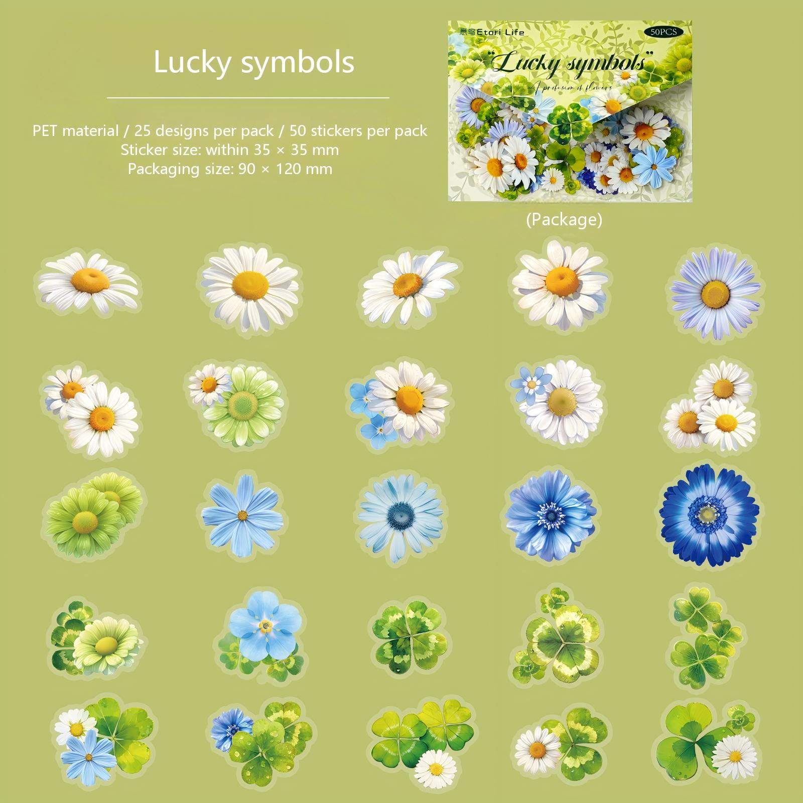 Flower theme PET sticker -50Pcs each pack