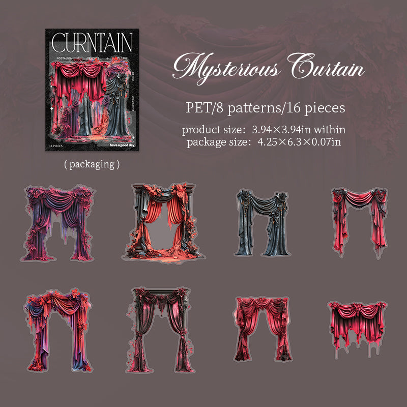 Curtain PET Stickers -16Pcs each pack