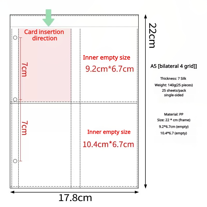 A-45- Refill for A5 binder ATC storage insert 20 pcs 1 pack