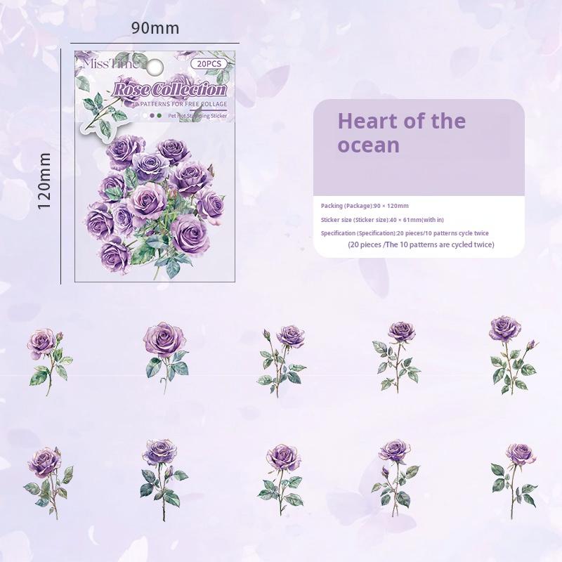 Rose PET sticker -20Pcs each pack