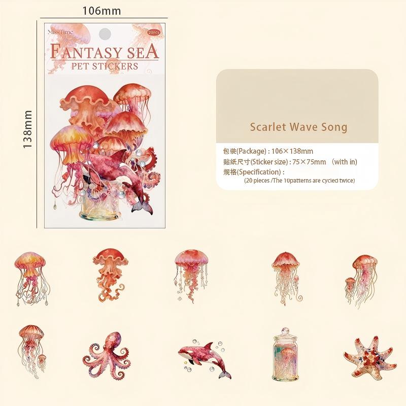 Fantasy ocean sticker -20Pcs each pack