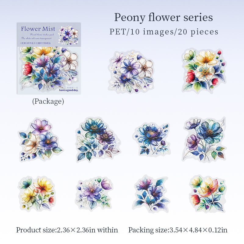 Flower Mist PET Stickers -20Pcs each pack