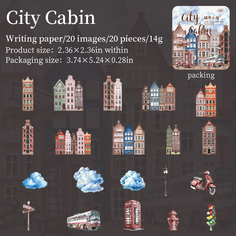 0308 Time house Series cardstock Sticker -20Pcs each pack