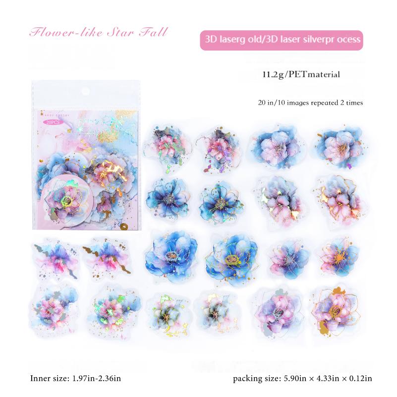 Watercolor smudge PET Sticker -20Pcs each pack