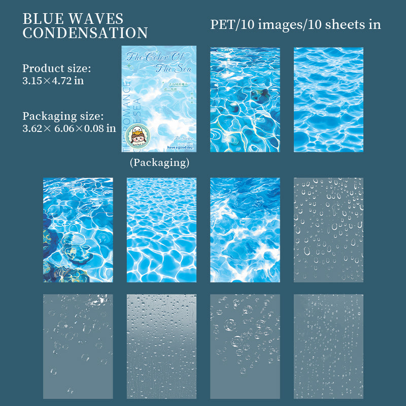 0617 Ocean Colors PET Sticker -10Pcs each pack