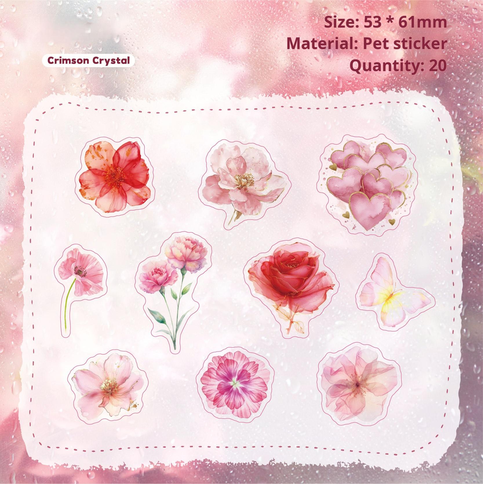 Flowers PET Sticker -20Pcs each pack