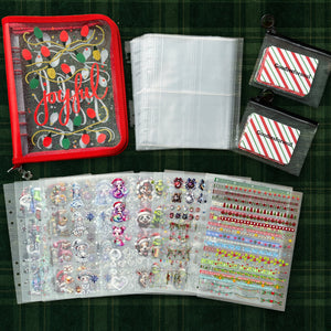 Christmas Journal Bundle - red Joyful zipper binder, clear pockets, ATC card pouches and 3D Christmas sticker sheets