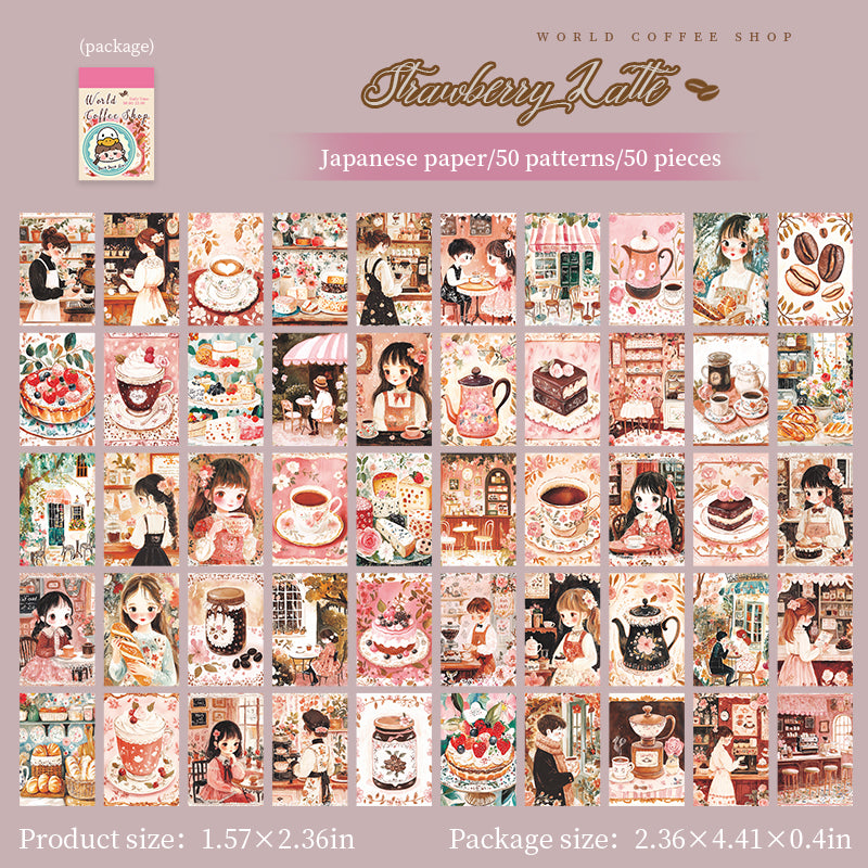 0623 Coffee shop Washi mini Sticker book -50Pcs each pack