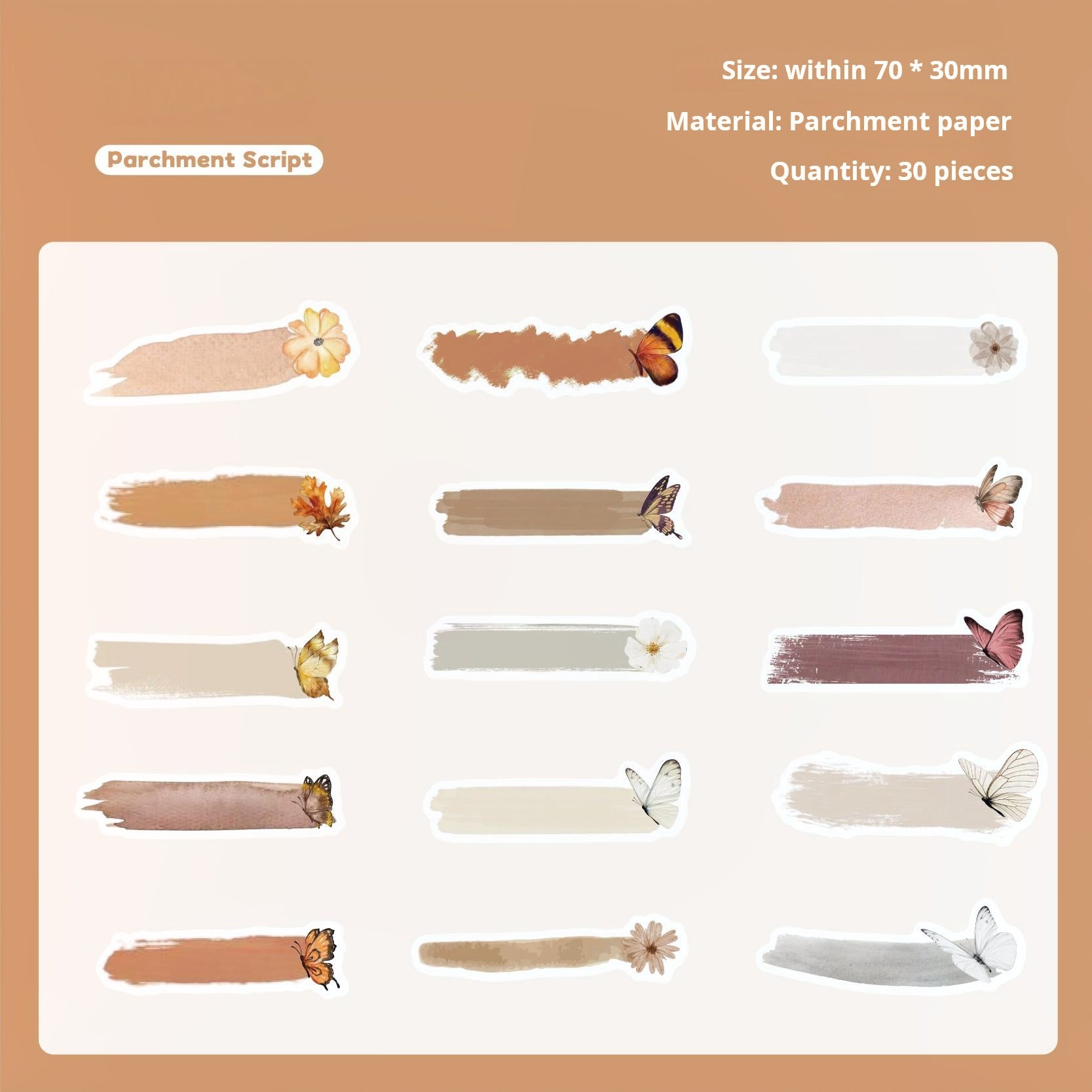 Butterfly Notes vellum Sticker -30Pcs each pack