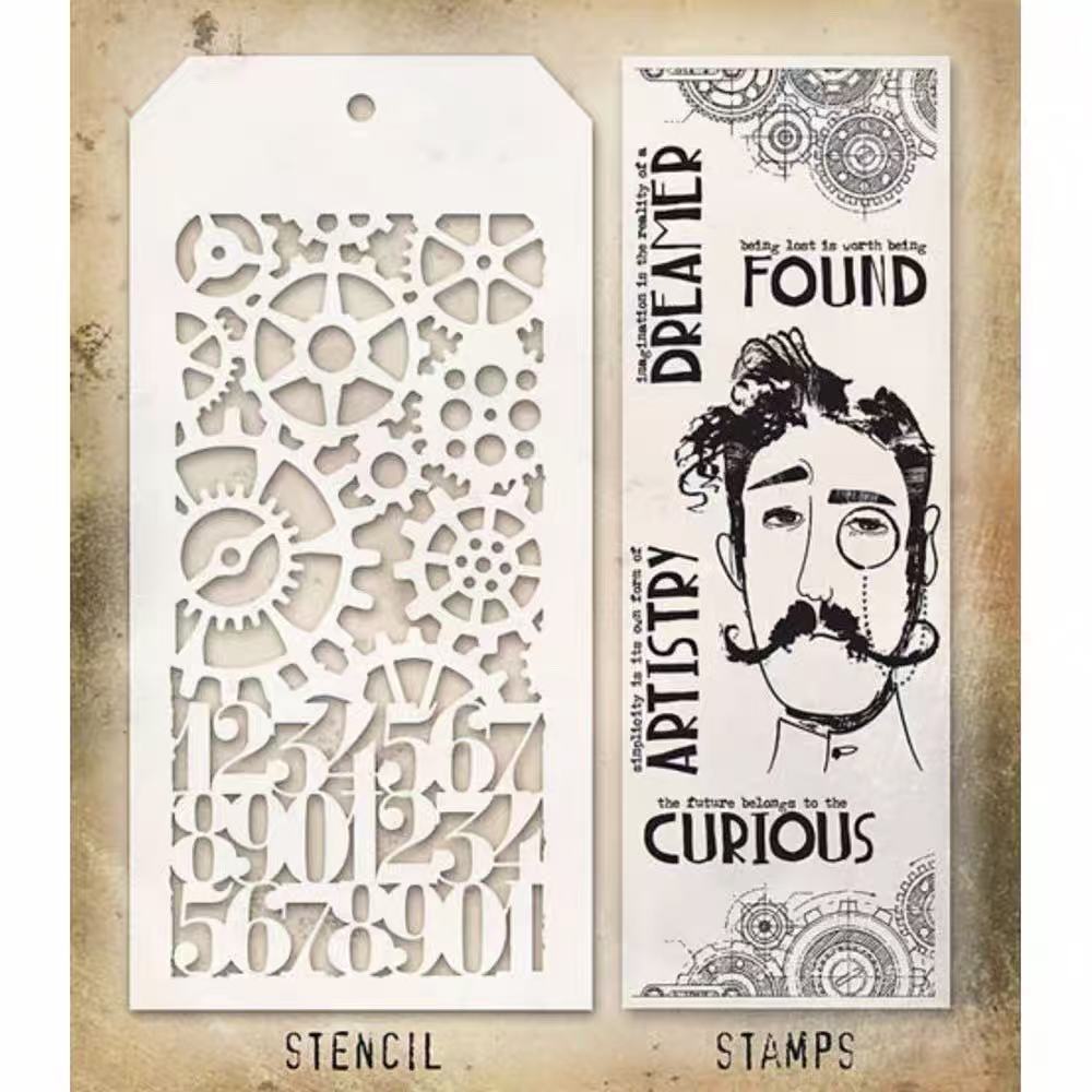 Black Jack Gear Numbers (background Stamp 7 x 20 cm / pattern stencil 10 x 20 cm)