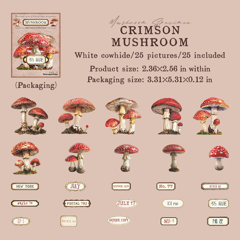 Mushroom Solid sticker -25Pcs each pack