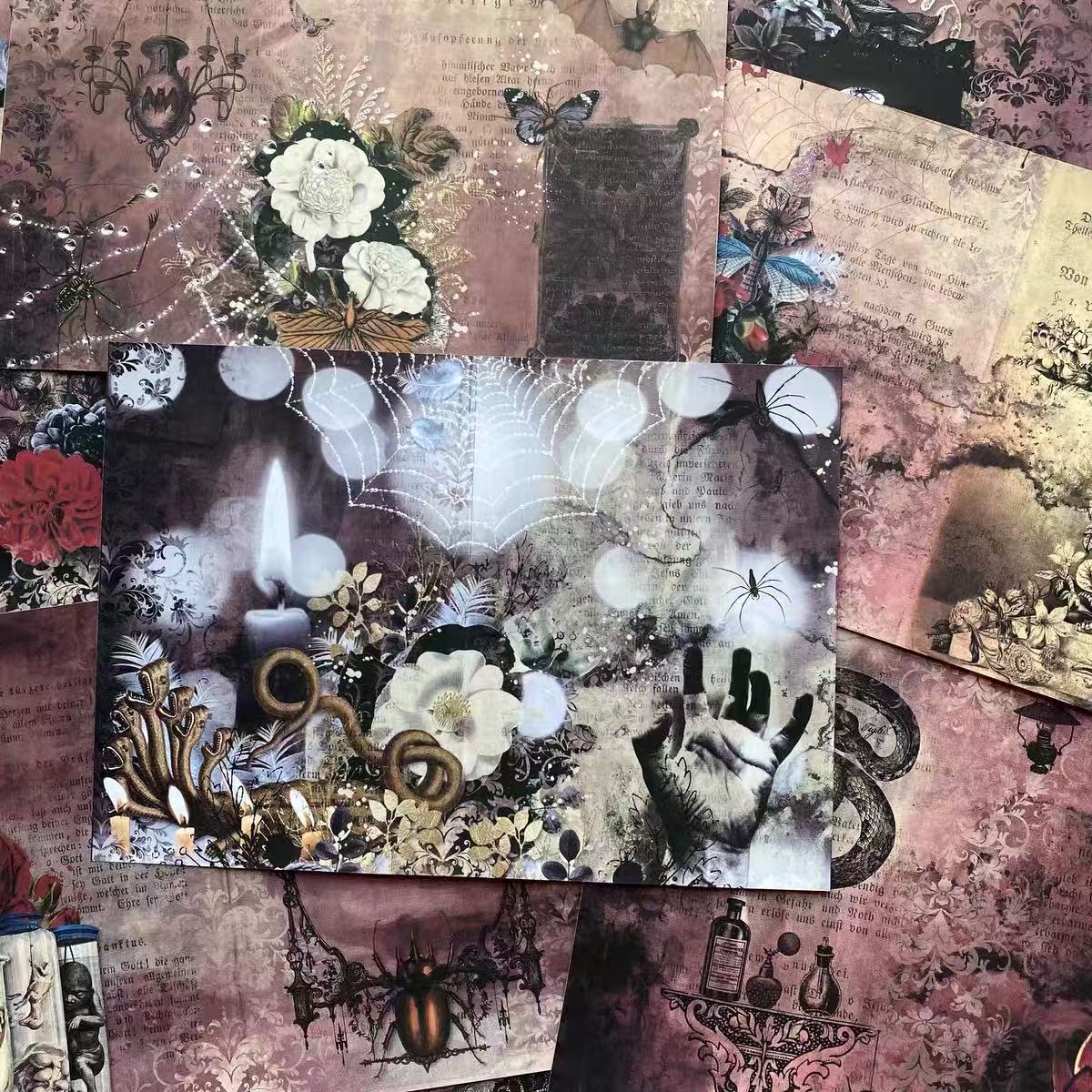 A4 size Vintage Dark Halloween Style paper 11 pcs