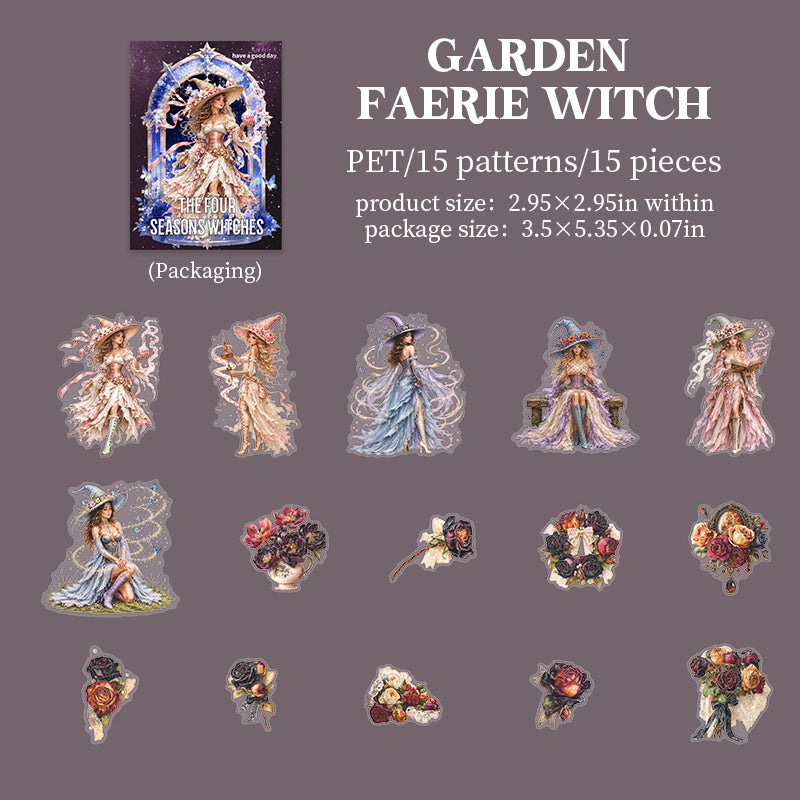 The Four Seasons Witches PET Stickers -15Pcs each pack