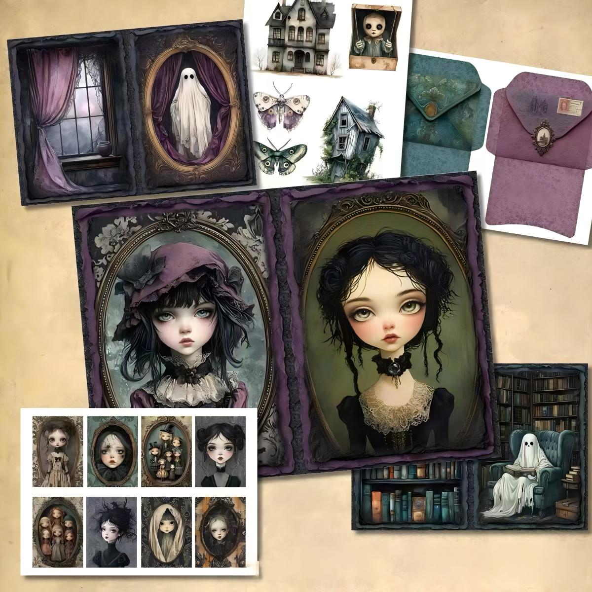 A4 size Gothic Halloween Girl Style paper 12 pcs