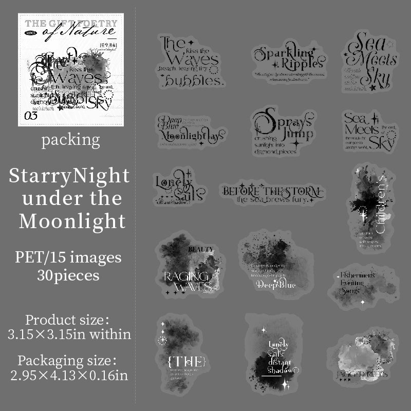 The gift poetry of nature PET Sticker -30Pcs each pack