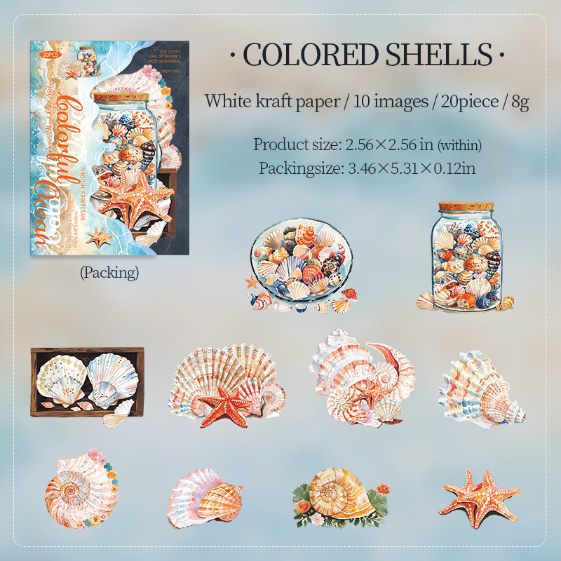 Colorful ocean Solid sticker -20Pcs each pack