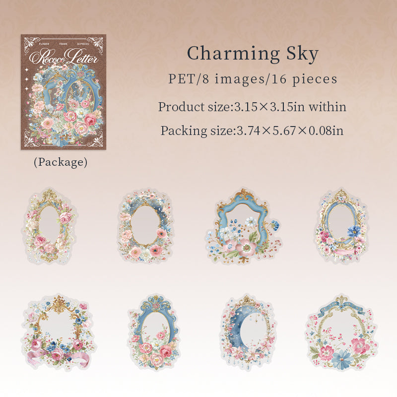 Rococo Letter PET Stickers -16Pcs each pack