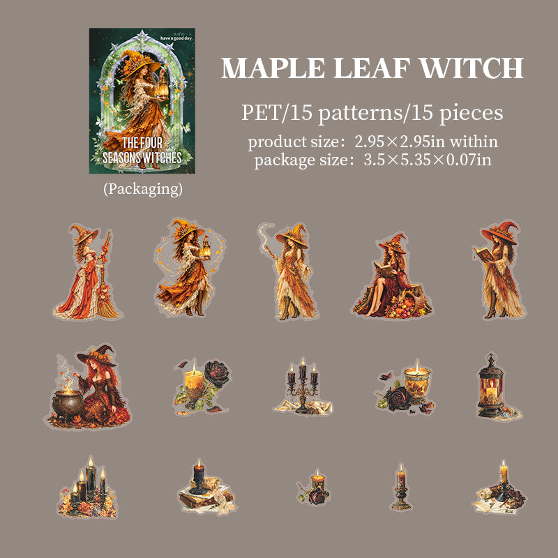 The Four Seasons Witches PET Stickers -15Pcs each pack