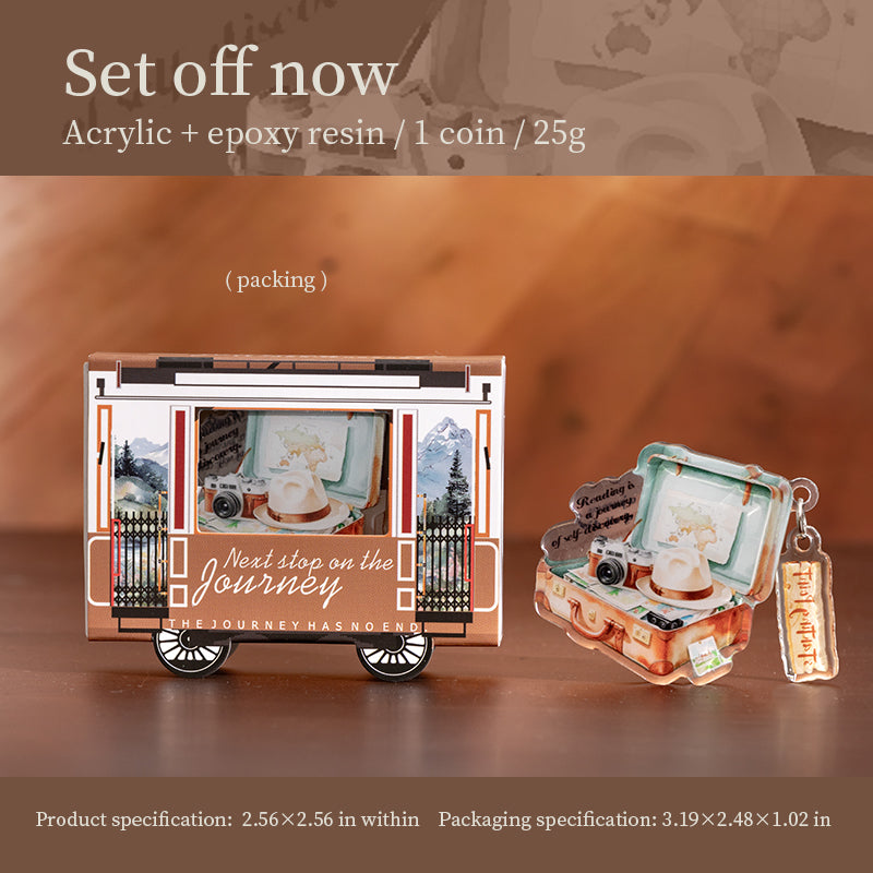Travel themed acrylic clip