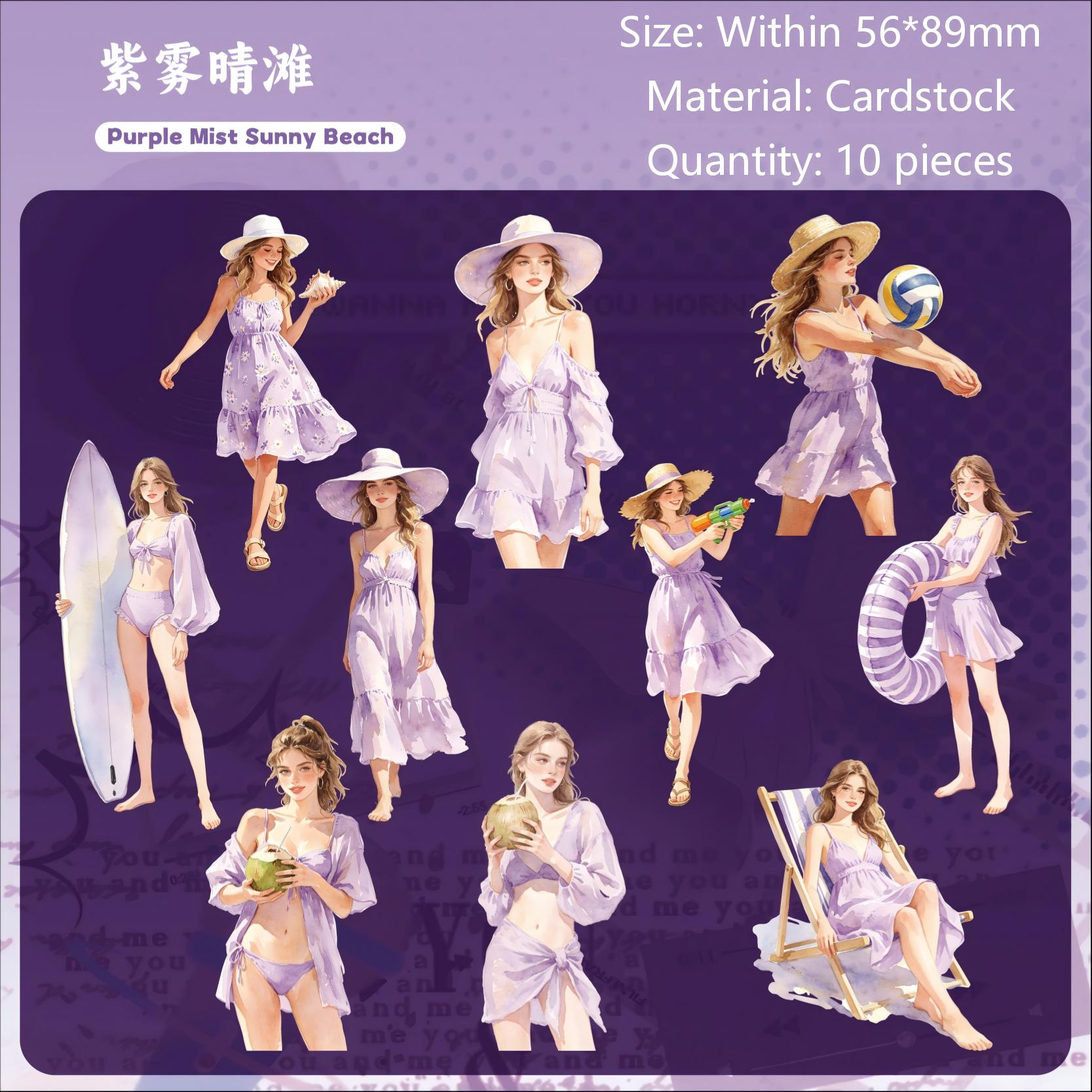 Summer Girl Cardstock Stickers -10Pcs each pack