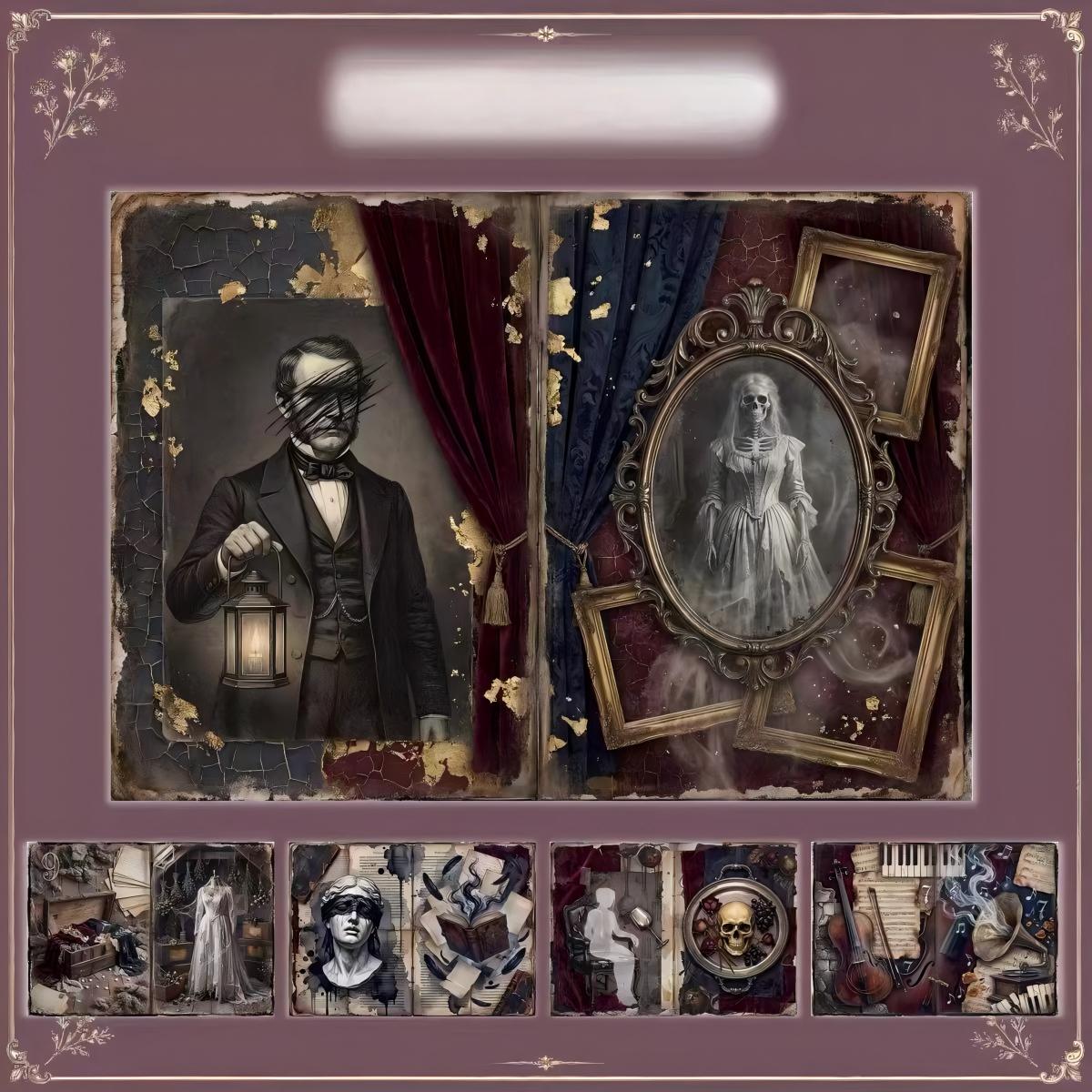A4 size Dark Gothic Halloween Style paper 10 pcs
