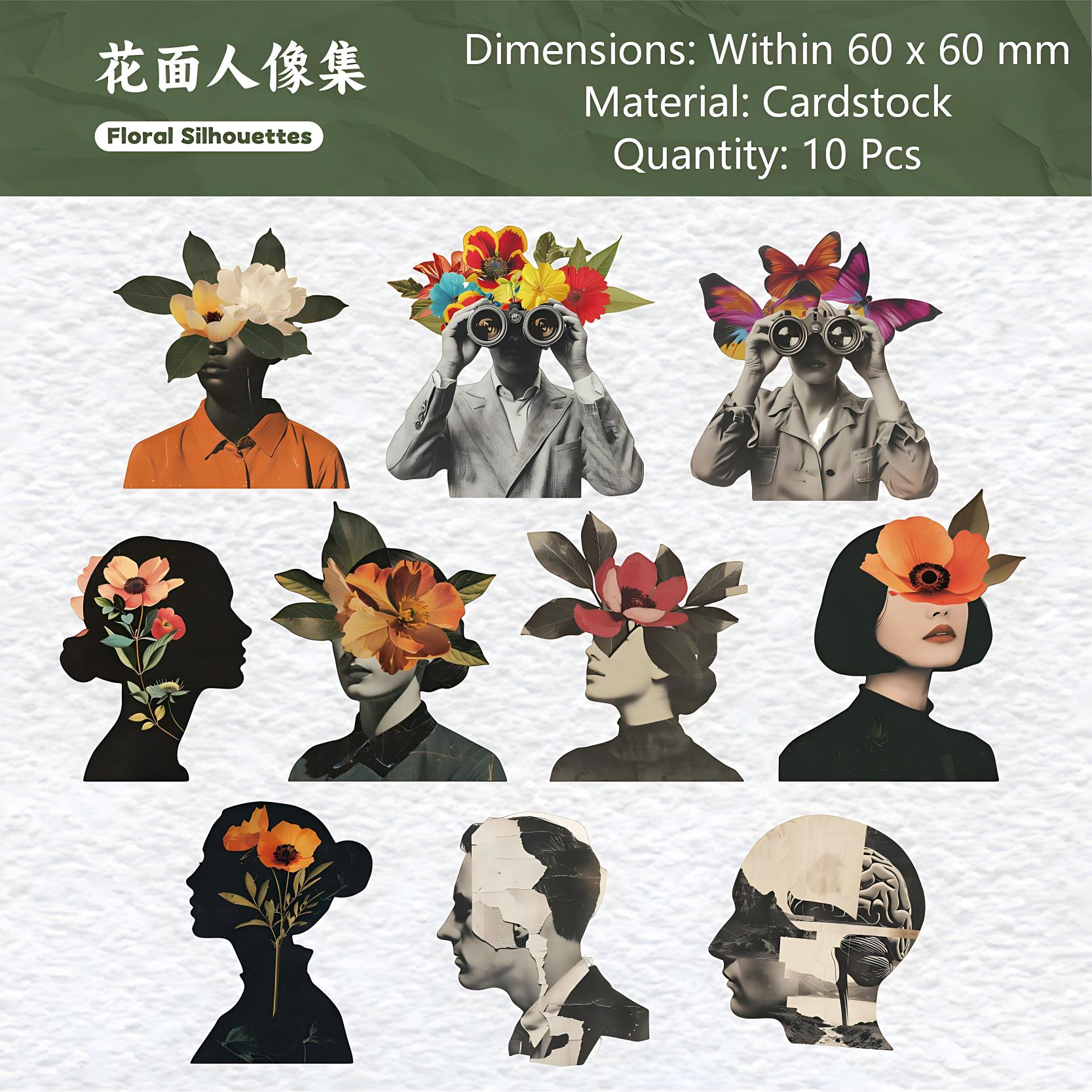 260415 Old Dreams Collage Poetry cardstock sticker -10Pcs each pack