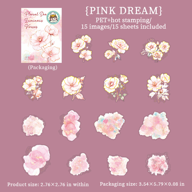0603 Ink and flower PET sticker -15Pcs each pack