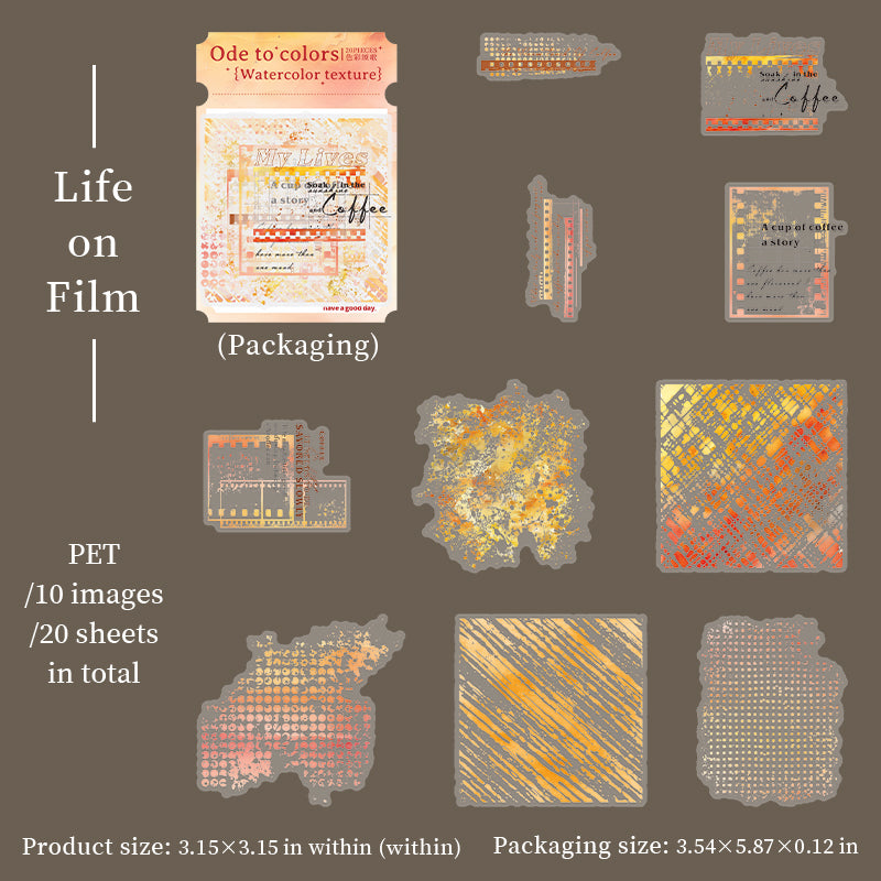 Watercolor texture PET Sticker -20Pcs each pack
