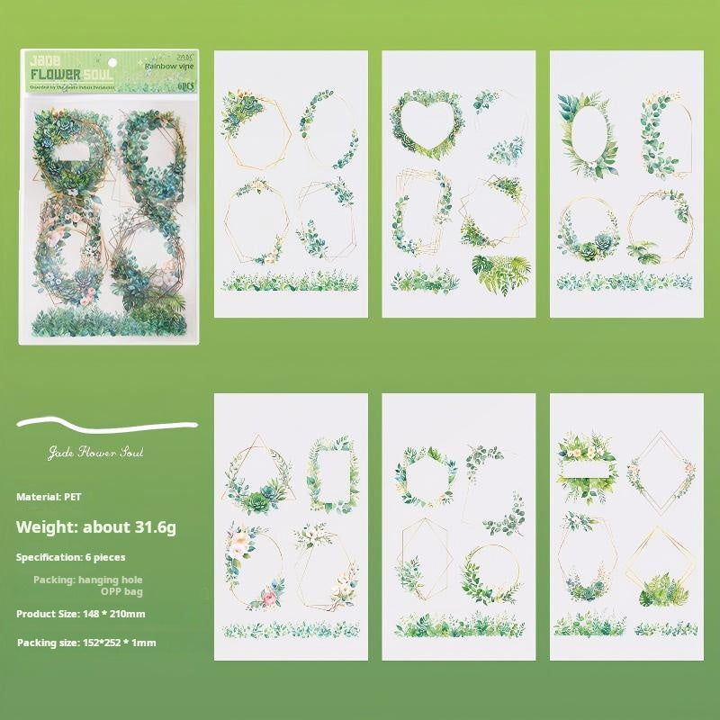 0925 Wreath PET Sticker -6Pcs each pack