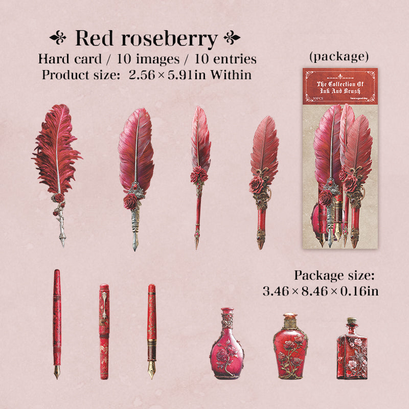 Feather pen cardstock sticker -10Pcs each pack
