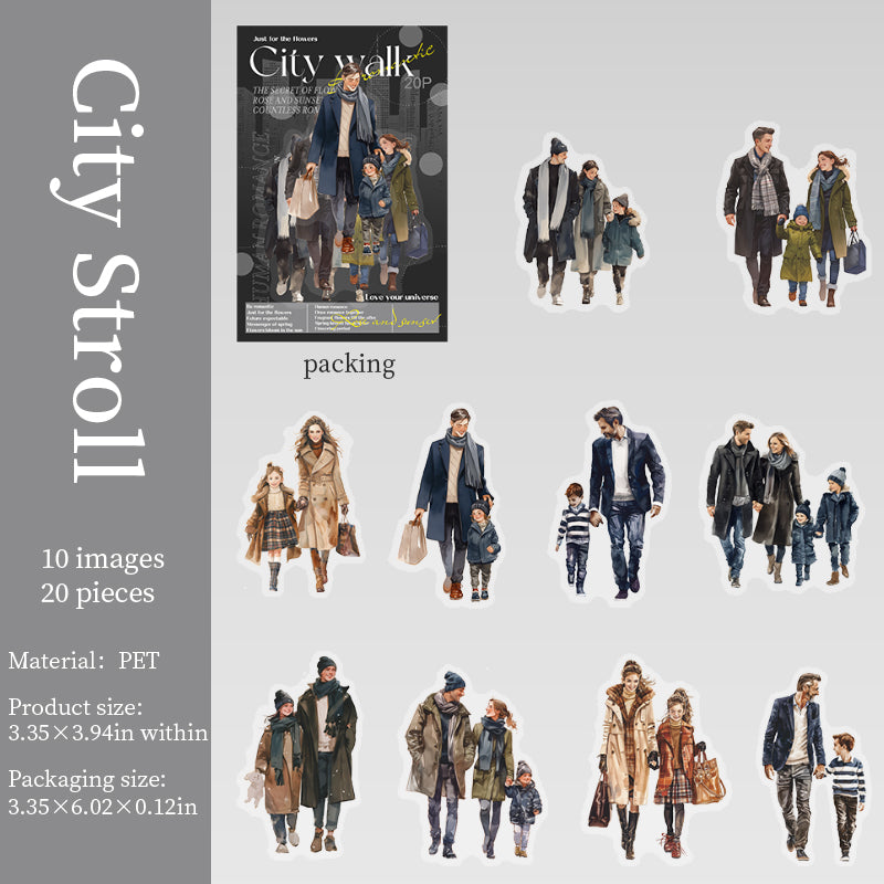 0510 City walk Series PET Sticker -20Pcs each pack
