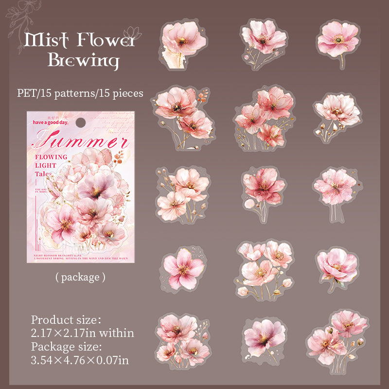 Flowers PET sticker -15Pcs each pack