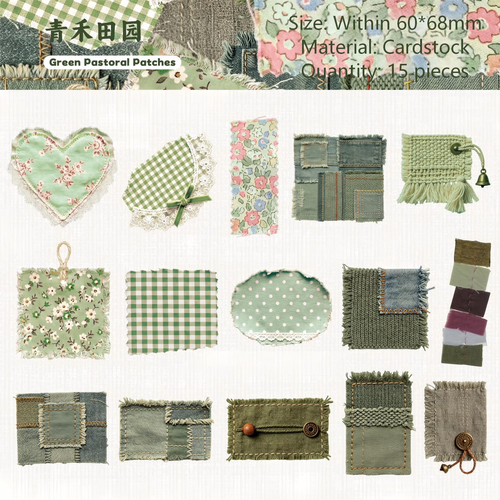 Vintage Fabric Journal Cardstock Stickers -15Pcs each pack