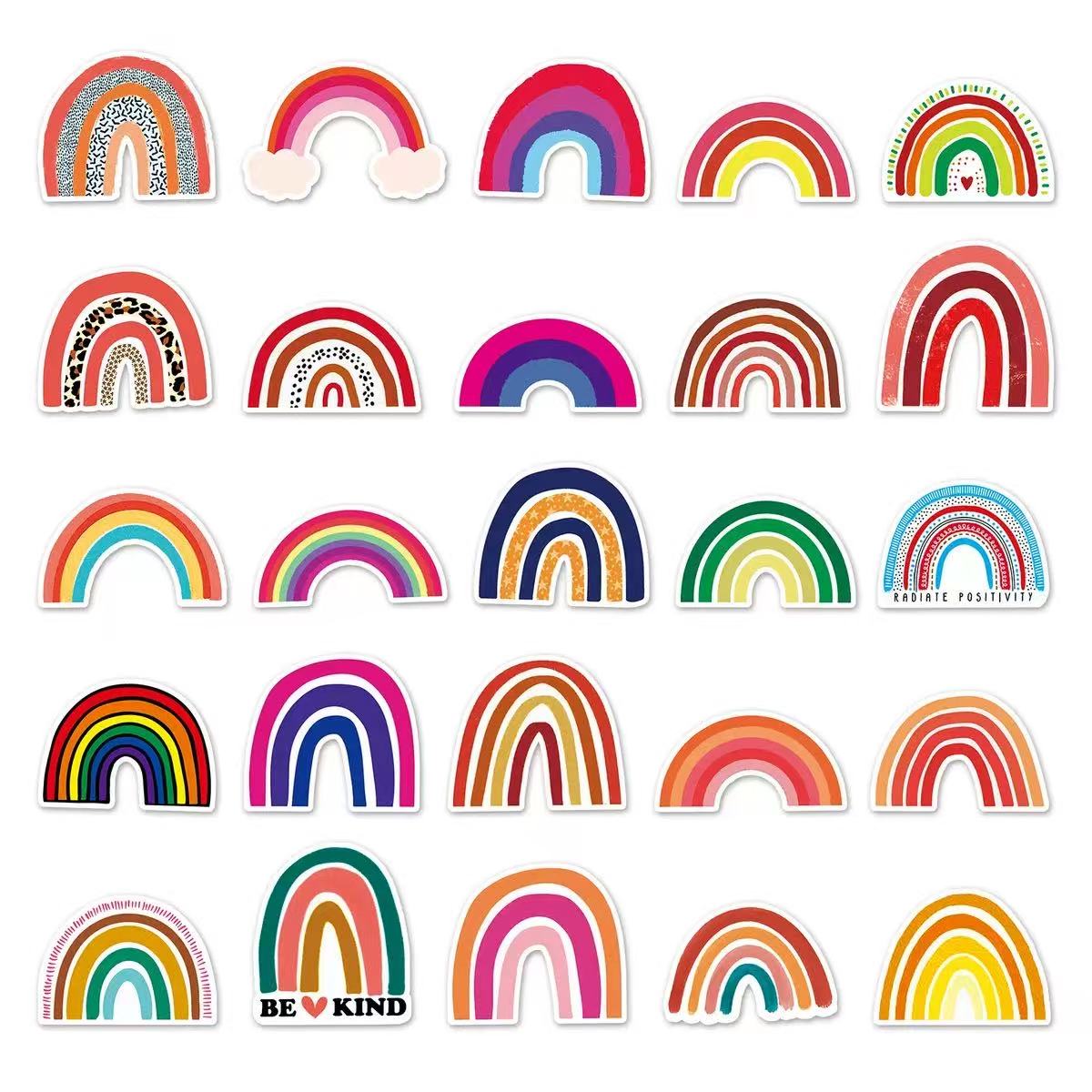 0608 50 Rainbow Stickers solid with white border