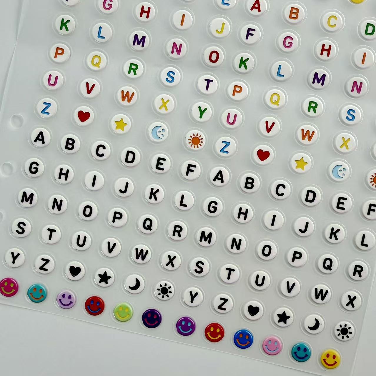 3D Colorful Round Letter Emojis PET Sticker 1 Pcs