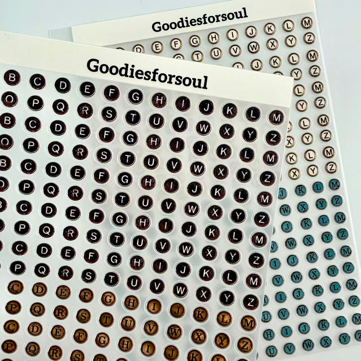 3D Typewriter Letters PET Sticker 1 Pcs