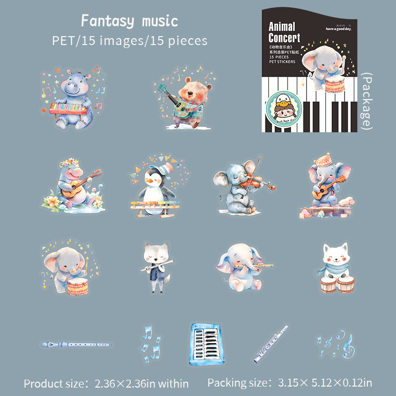 Animal concert PET sticker -15Pcs each pack