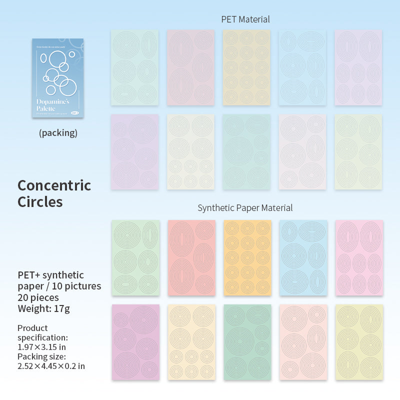 Dopamine's Palette pre-cut Solid & PET Sticker -20Pcs each pack