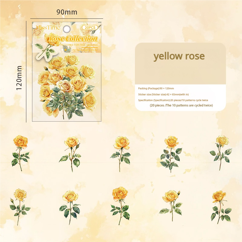 Rose PET sticker -20Pcs each pack