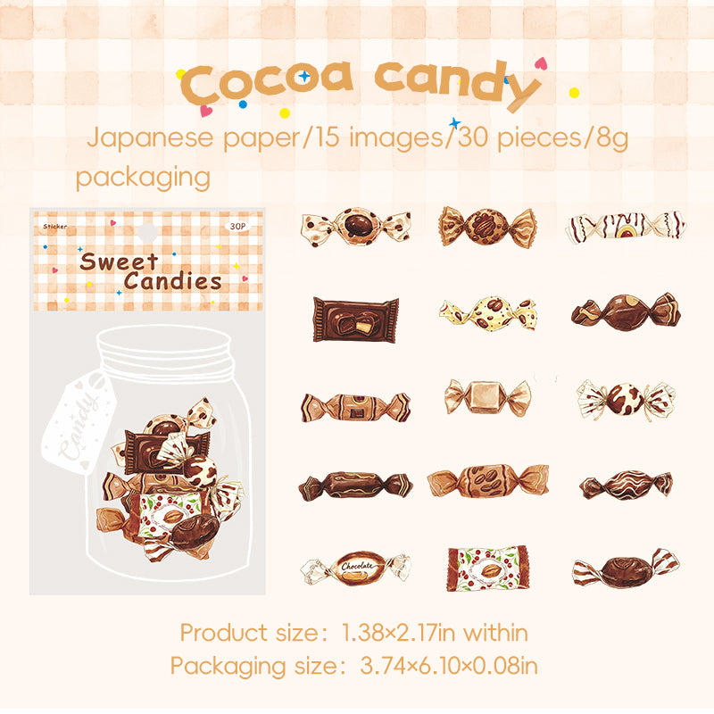 Sweet Candies Washi Stickers -30Pcs each
