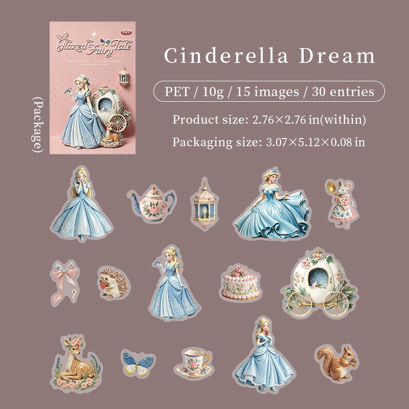 Glazed Fairy Tale PET Stickers -30Pcs each pack