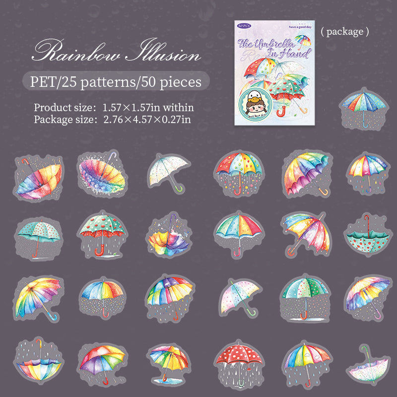 Umbrella PET Sticker -50Pcs each pack