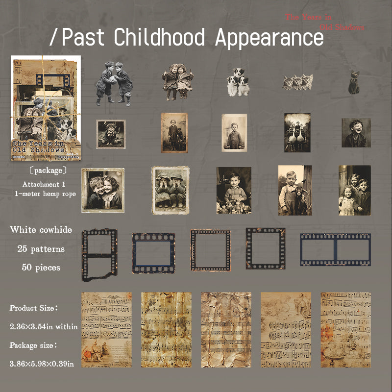Vintage photo Solid sticker -50Pcs each pack