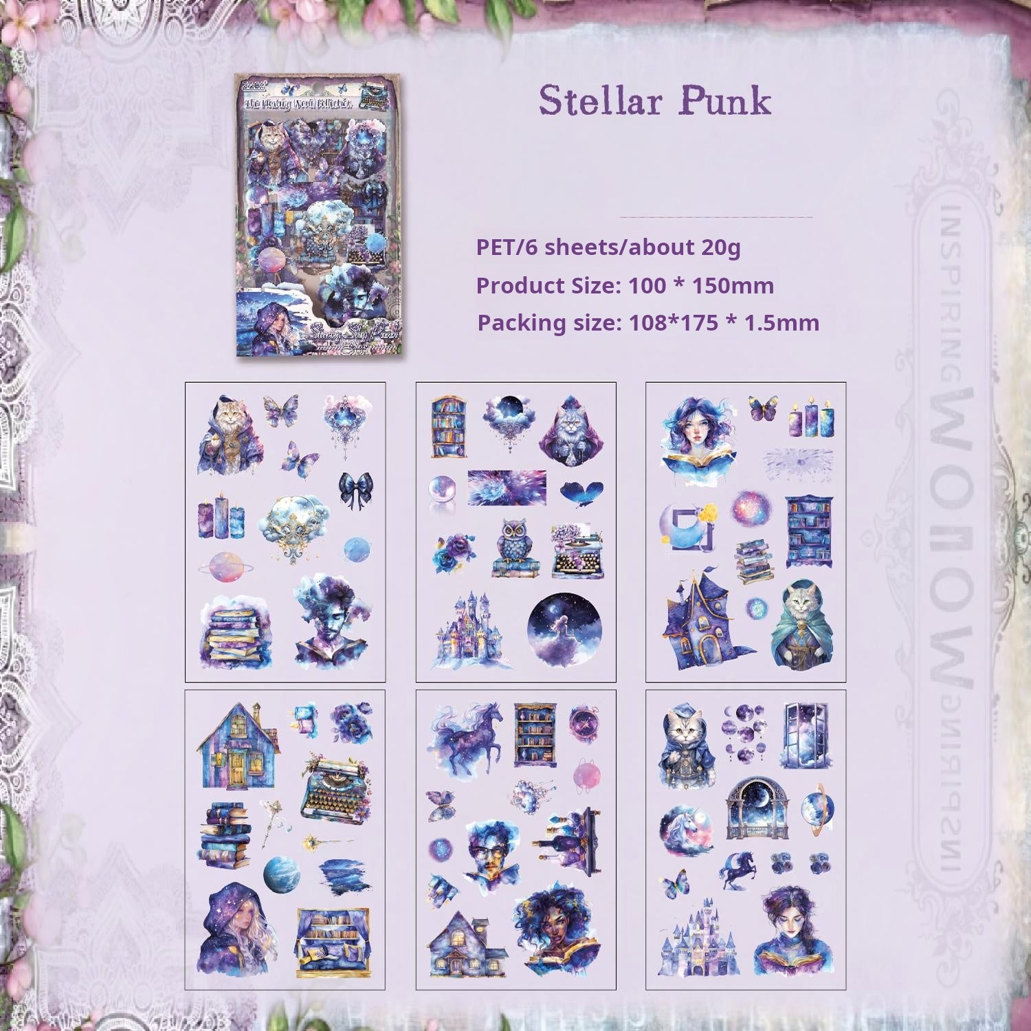 The floating world collection PET sticker -6Pcs each pack