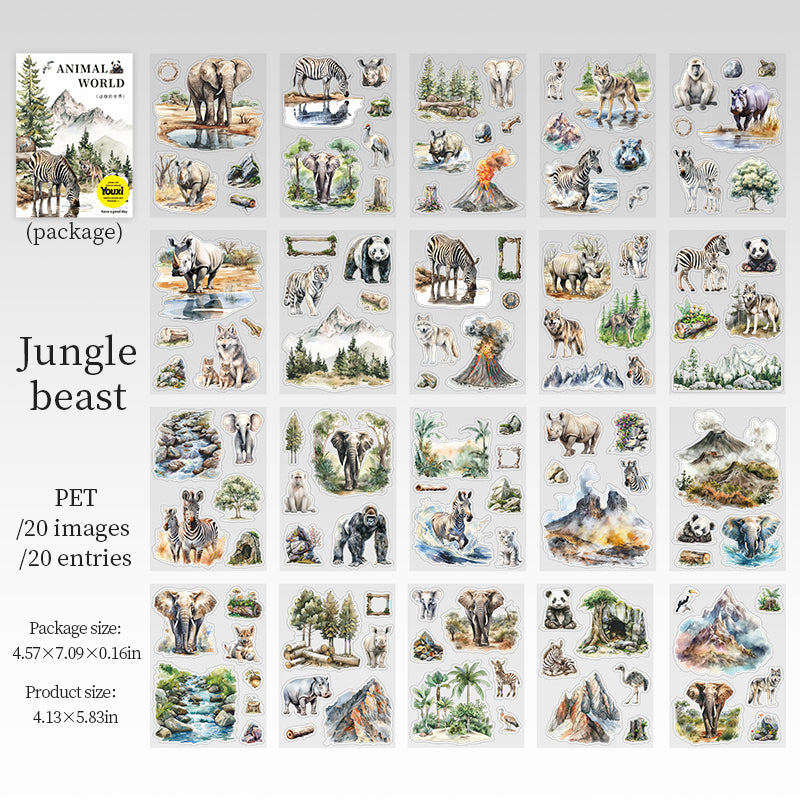 0514 Animal World PET Sticker Book -20Pcs each pack