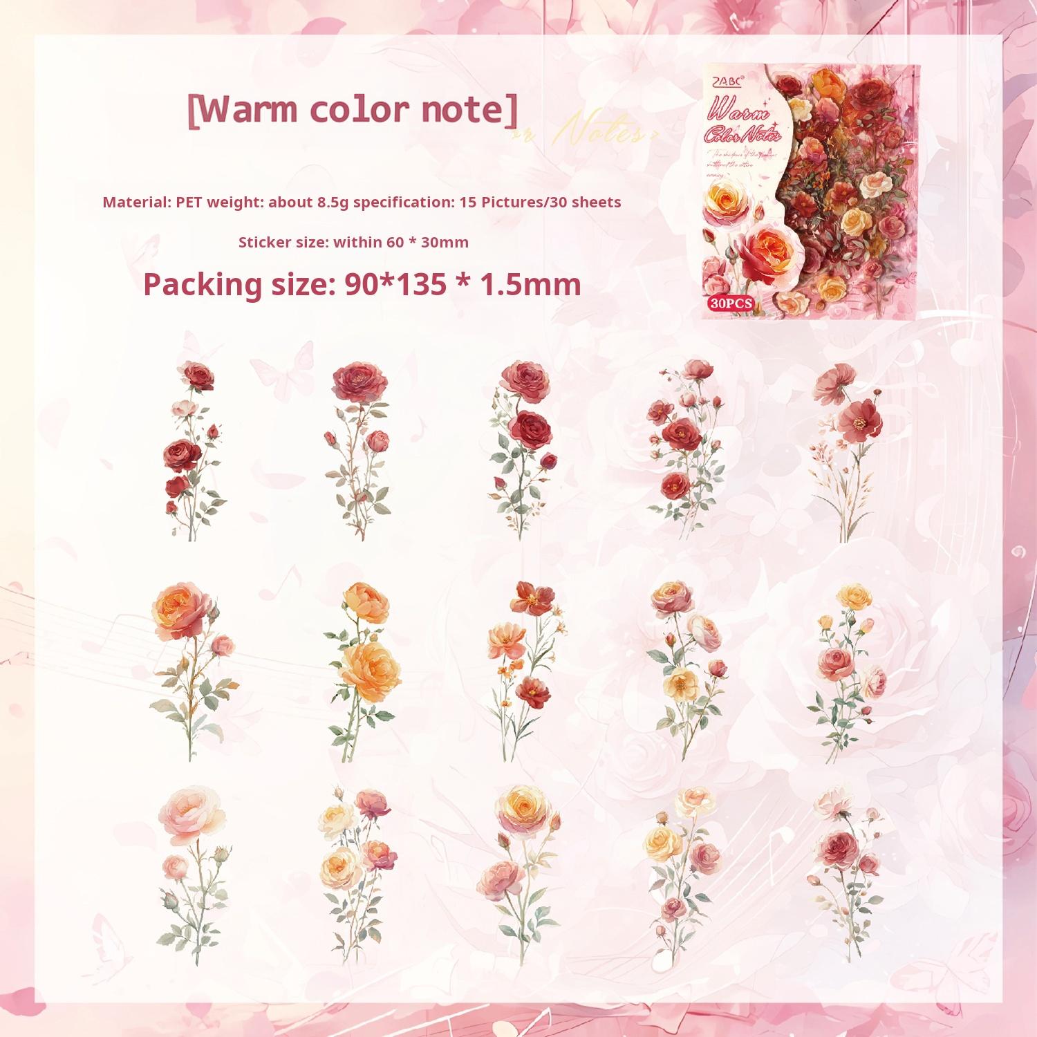 Flowers PET Sticker -30Pcs each pack