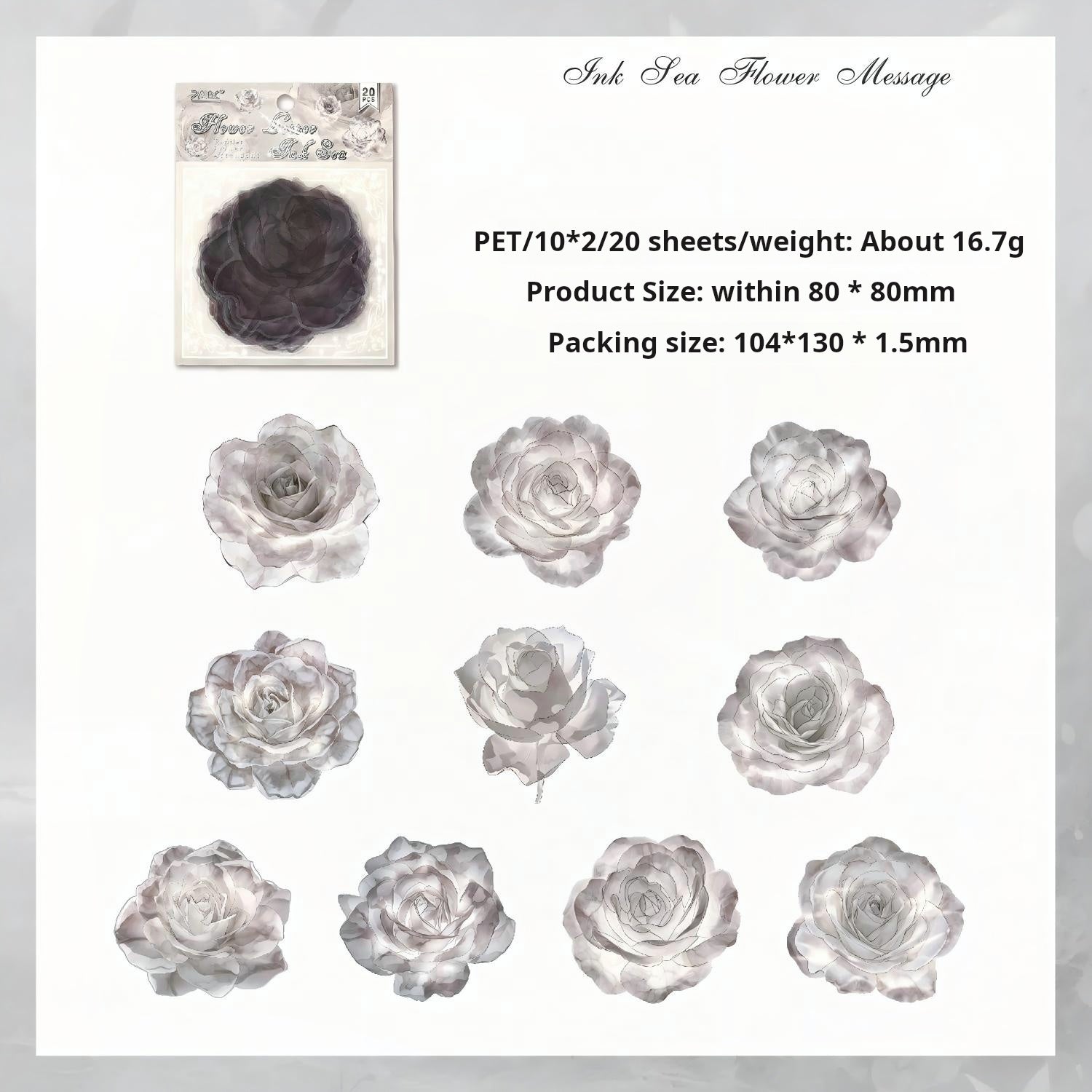 Flowers PET sticker -20Pcs each pack