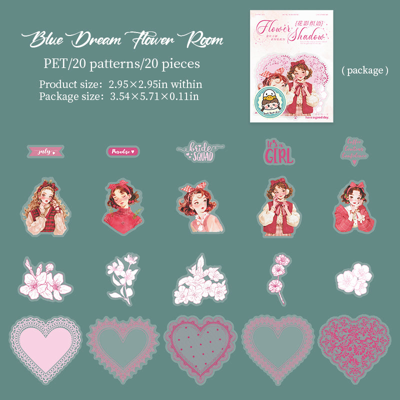 0417 Flower Shadow Series Sticker -20Pcs each pack